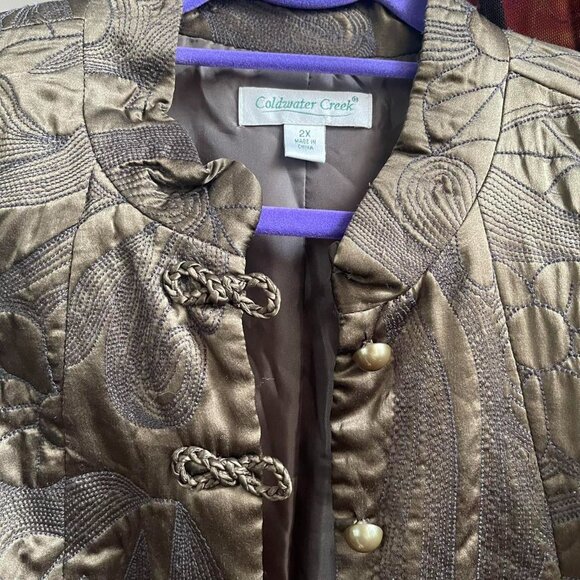 Vintage quilted silk jacket size 2X - Picture 8 of 8